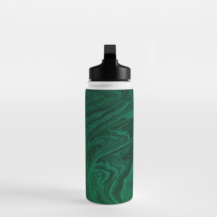 malachite green marbleized effect marble painting Water Bottle Gallery Image 3