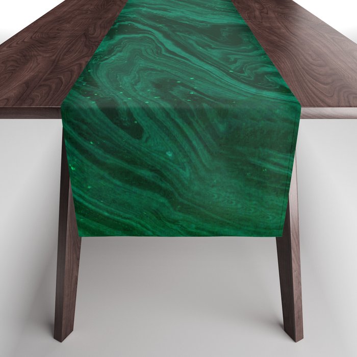 malachite green marbleized effect marble painting Table Runner Gallery Image 1