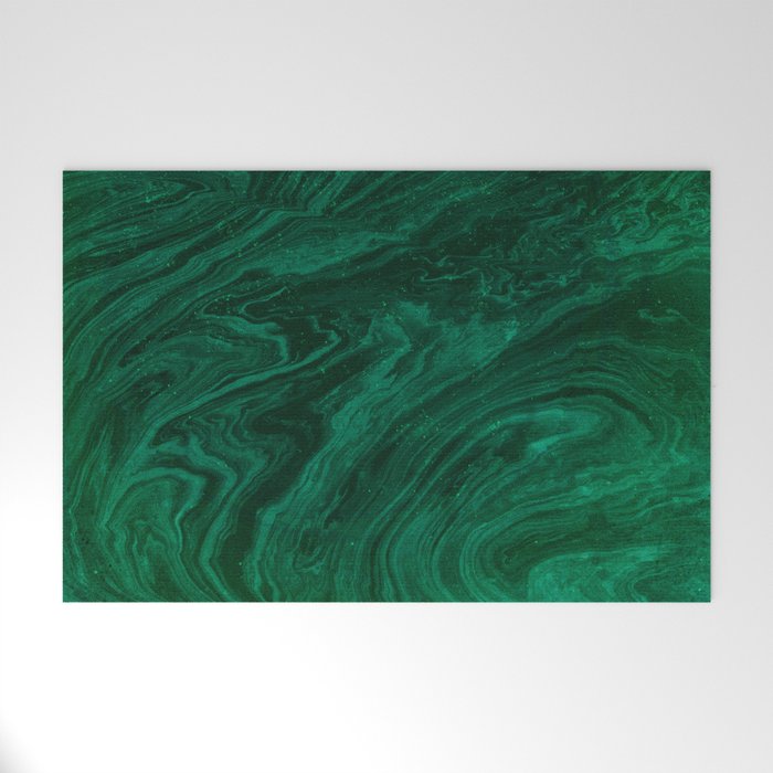 malachite green marbleized effect marble painting Welcome Mat