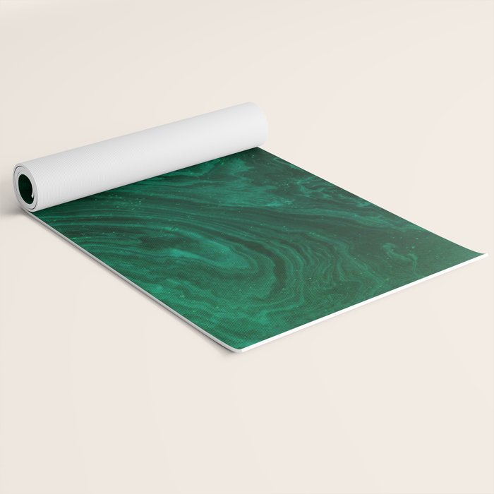 malachite green marbleized effect marble painting Yoga Mat Gallery Image 2