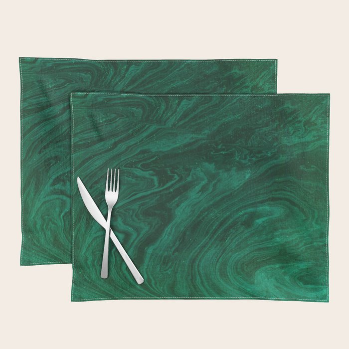 malachite green marbleized effect marble painting Placemat Gallery Image 1