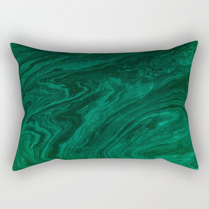 malachite green marbleized effect marble painting Rectangular Pillow Gallery Image 2