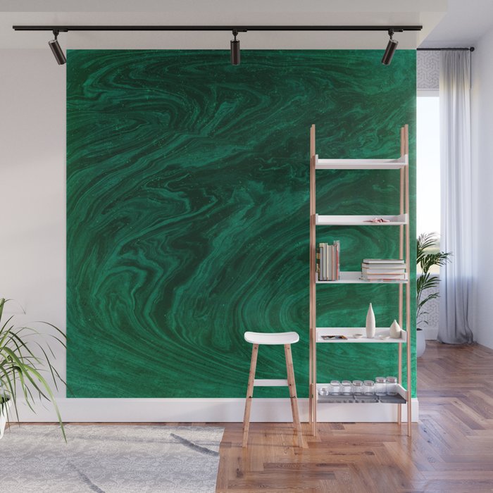 malachite green marbleized effect marble painting Wall Mural Gallery Image 1