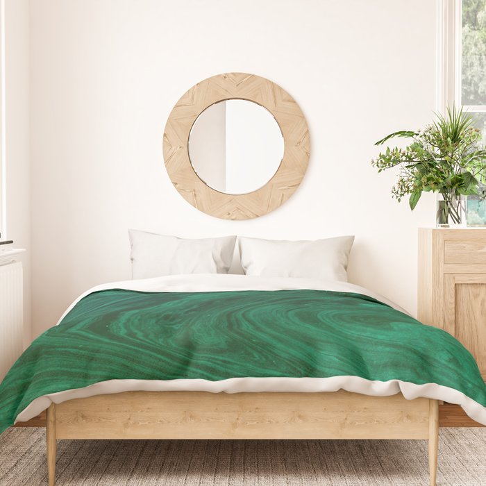 malachite green marbleized effect marble painting Duvet Cover Gallery Image 3