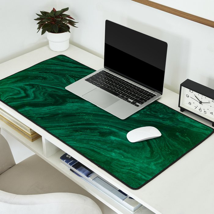 malachite green marbleized effect marble painting Desk Mat Gallery Image 2