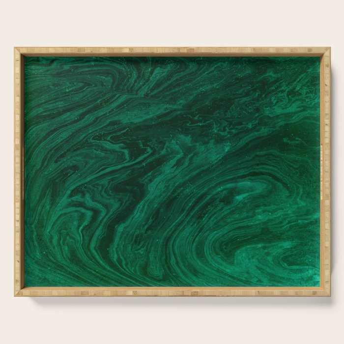 malachite green marbleized effect marble painting Serving Tray Gallery Image 1