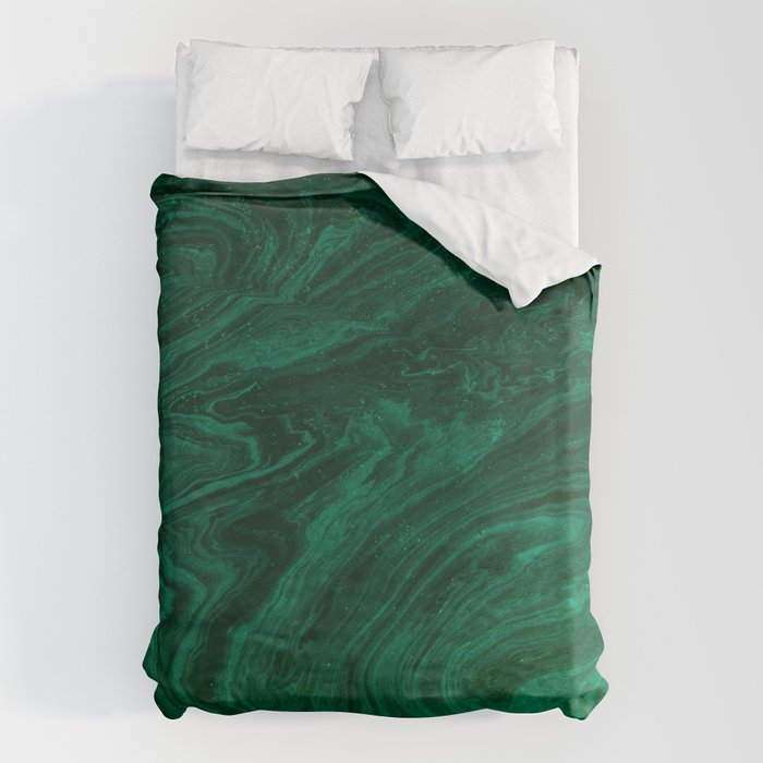 malachite green marbleized effect marble painting Duvet Cover Gallery Image 6