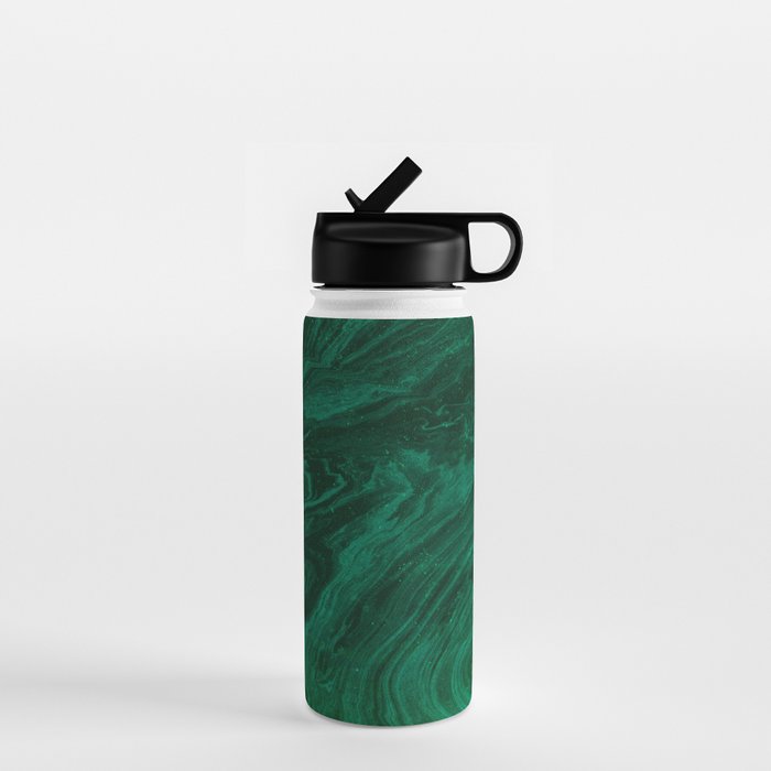 malachite green marbleized effect marble painting Water Bottle Gallery Image 1