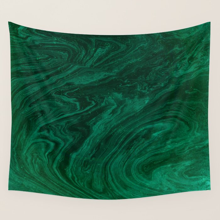 malachite green marbleized effect marble painting Wall Tapestry Gallery Image 1