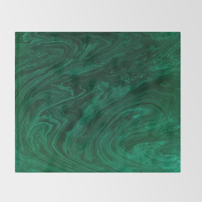 malachite green marbleized effect marble painting Throw Blanket Gallery Image 2
