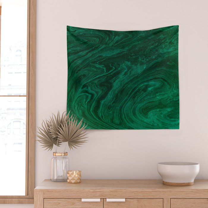 malachite green marbleized effect marble painting Wall Tapestry Gallery Image 2