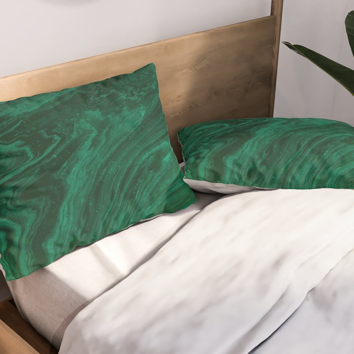 malachite green marbleized effect marble painting Pillow Sham Gallery Image 2