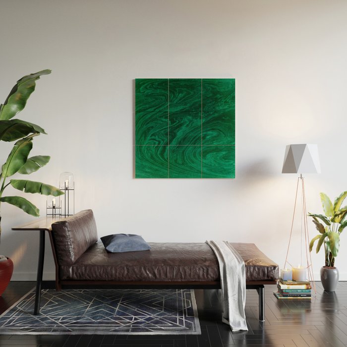 malachite green marbleized effect marble painting Wood Wall Art Gallery Image 2