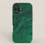 malachite green marbleized effect marble painting iPhone Case Gallery Image 1