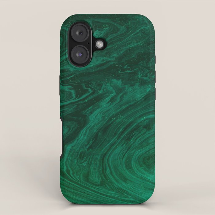 malachite green marbleized effect marble painting iPhone Case Gallery Image 1