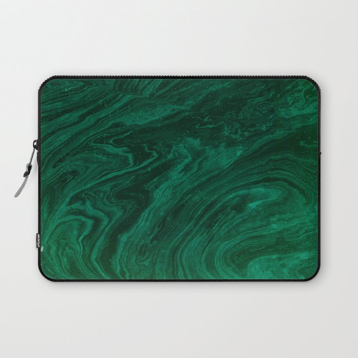 malachite green marbleized effect marble painting Laptop Sleeve Gallery Image 1