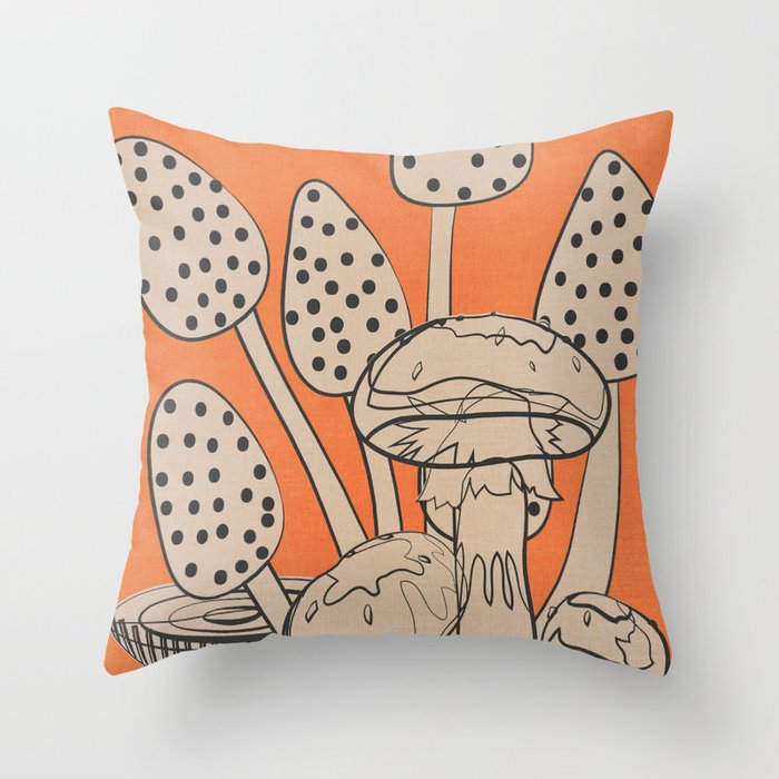 Abstract Mushrooms 2 Throw Pillow Gallery Image 1