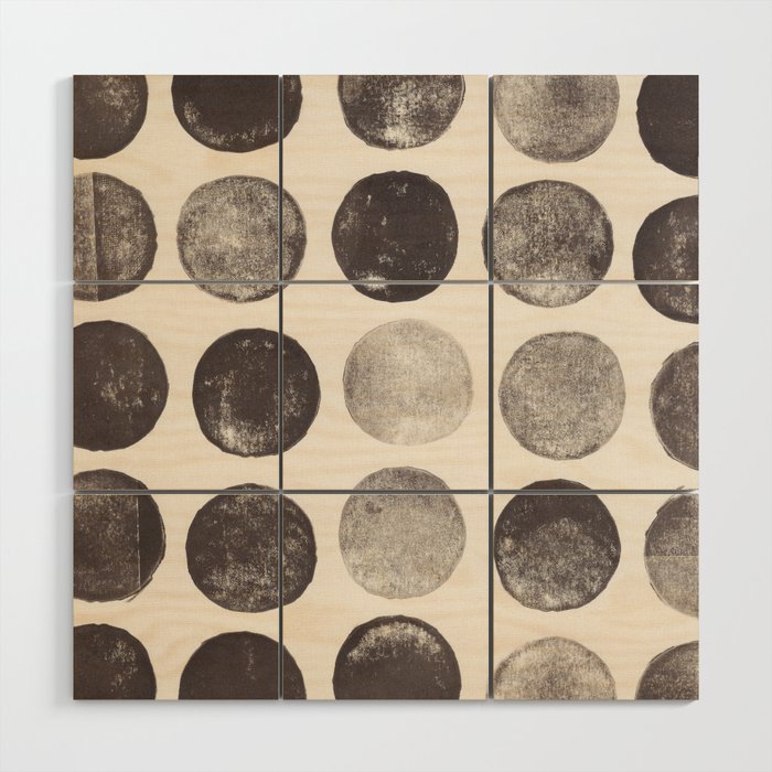 Linocut Circle Pattern Wood Wall Art Gallery Image 1