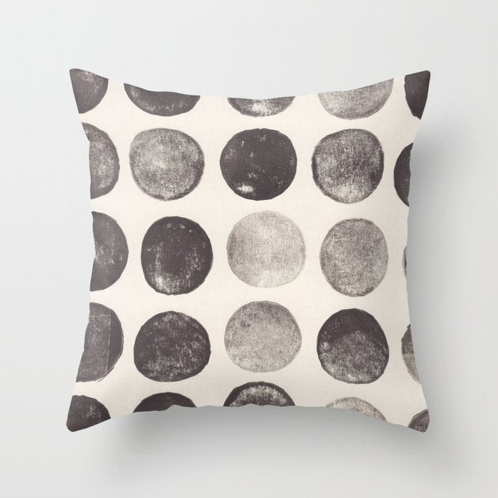 Linocut Circle Pattern Throw Pillow Gallery Image 6