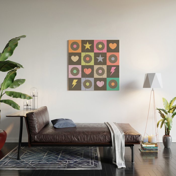 Colorful Checkerboard 80s Wood Wall Art Gallery Image 2