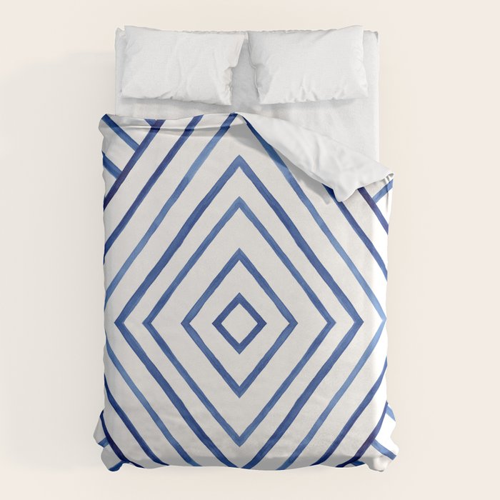 Watercolor lines pattern | Navy blue Duvet Cover Gallery Image 6