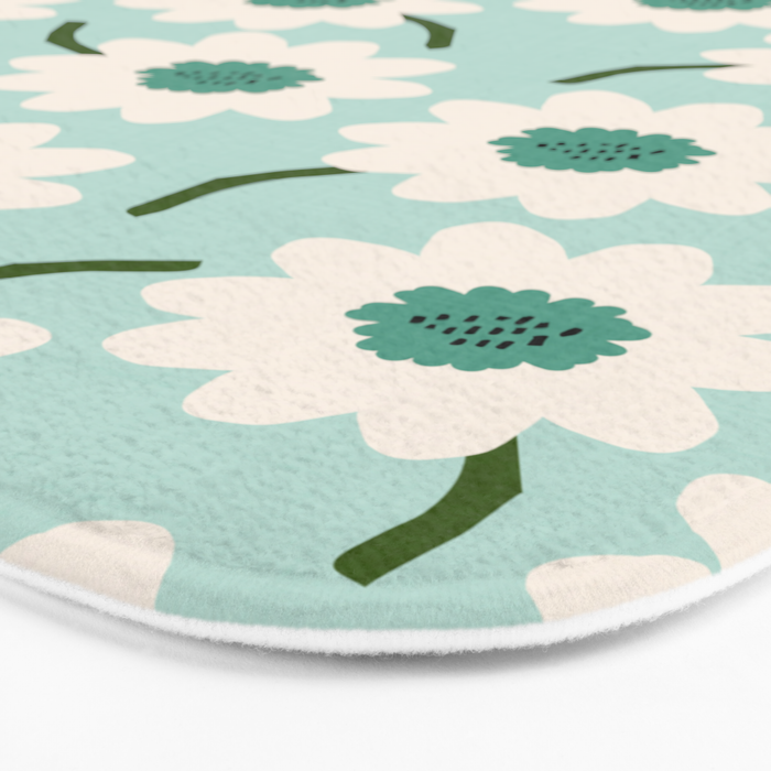 Flower field - greens Bath Mat Gallery Image 3
