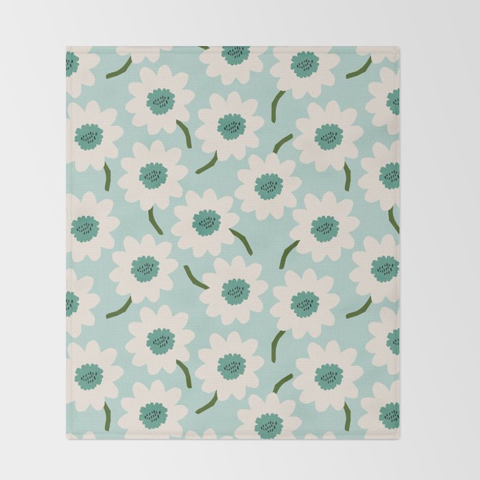Flower field - greens Throw Blanket Gallery Image 2