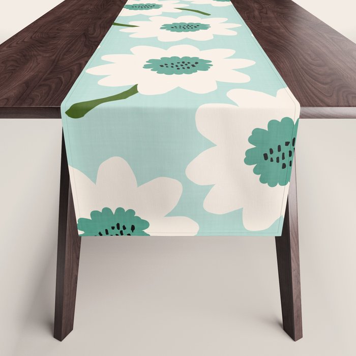 Flower field - greens Table Runner Gallery Image 1