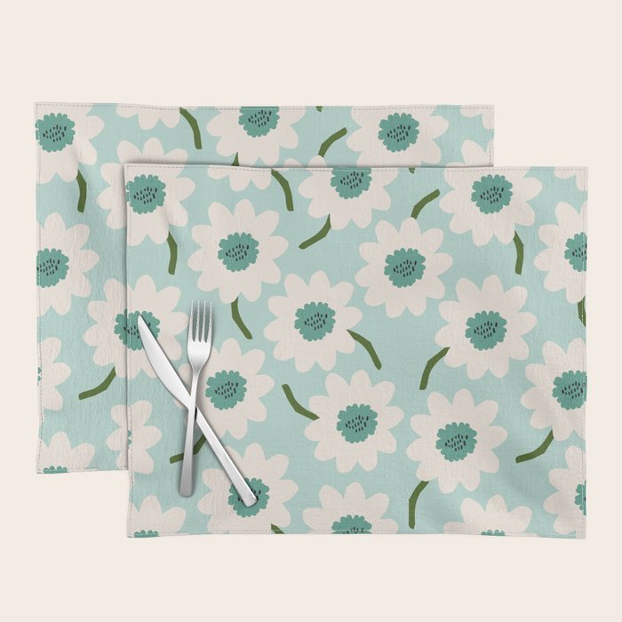 Flower field - greens Placemat Gallery Image 1