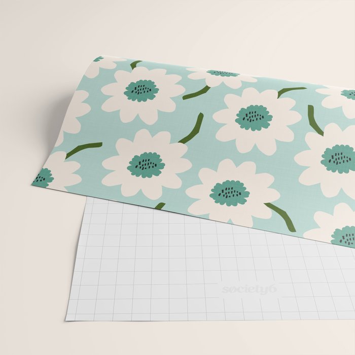 Flower field - greens Wrapping Paper Gallery Image 2
