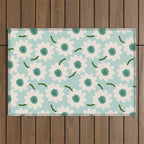 Flower field - greens Outdoor Rug Gallery Image 1