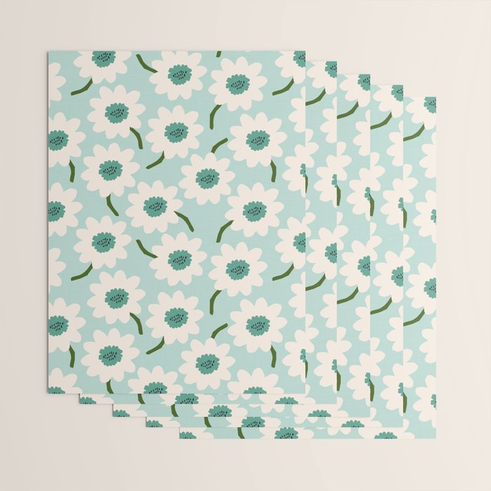 Flower field - greens Wrapping Paper Gallery Image 3