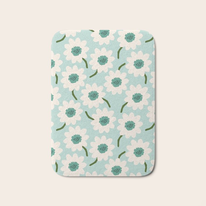 Flower field - greens Bath Mat Gallery Image 1