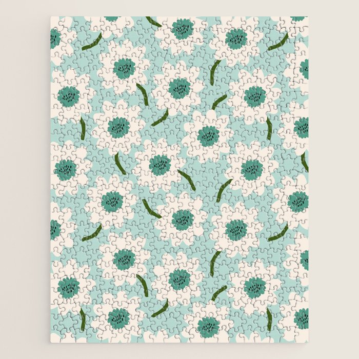 Flower field - greens Jigsaw Puzzle Gallery Image 1