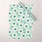 Flower field - greens Wrapping Paper Gallery Image 1
