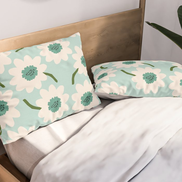 Flower field - greens Pillow Sham Gallery Image 2