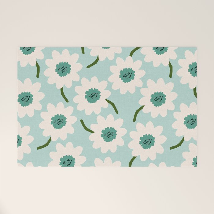Flower field - greens Welcome Mat Gallery Image 1