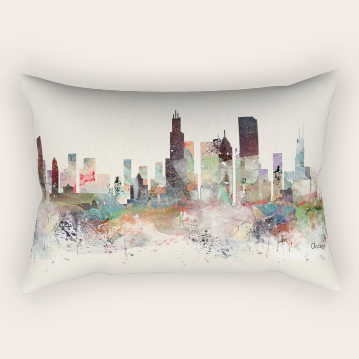 chicago illinois skyline Rectangular Pillow Gallery Image 2