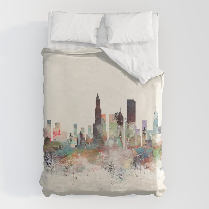 chicago illinois skyline Duvet Cover Gallery Image 6