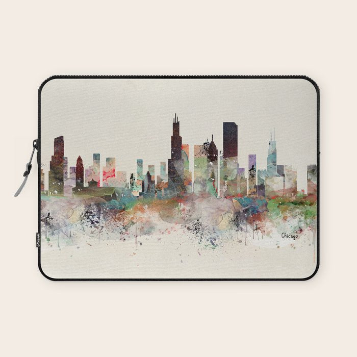 chicago illinois skyline Laptop Sleeve Gallery Image 1