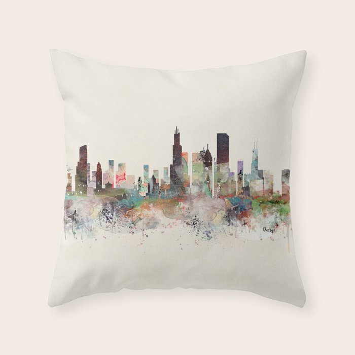 chicago illinois skyline Throw Pillow Gallery Image 1