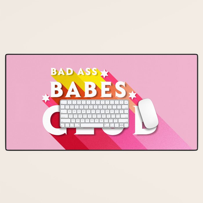 Bad Ass babes club in pink Desk Mat Gallery Image 1