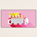 Bad Ass babes club in pink Desk Mat Gallery Image 1