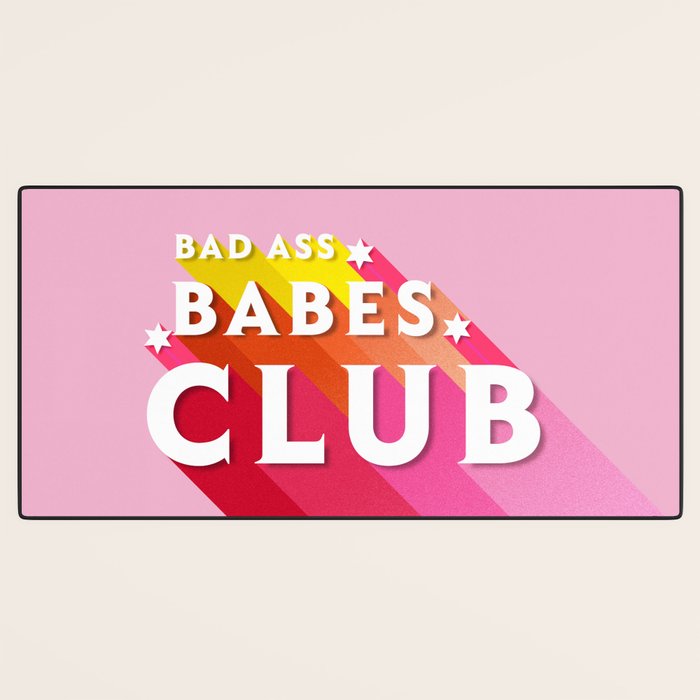 Bad Ass babes club in pink Desk Mat Gallery Image 3