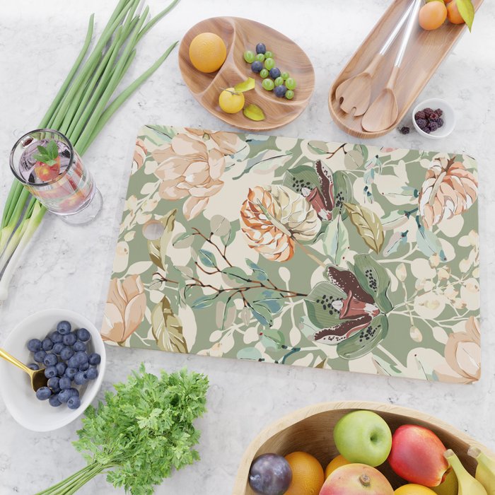 Lush colorful exotic garden B Cutting Board Gallery Image 2