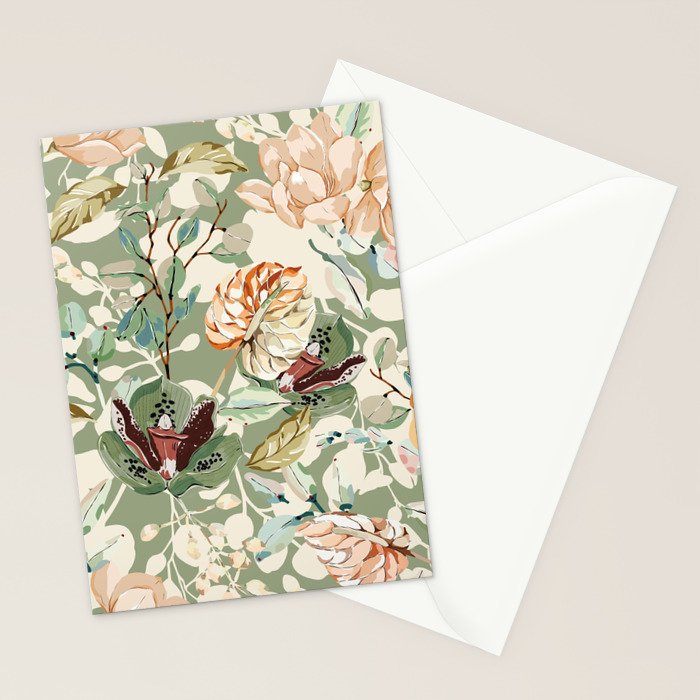 Lush colorful exotic garden B Stationery Card Gallery Image 2