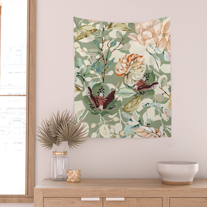 Lush colorful exotic garden B Wall Tapestry Gallery Image 2