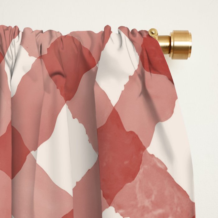 Hand Painted Red Festive Gingham Theme Window Curtain Gallery Image 2