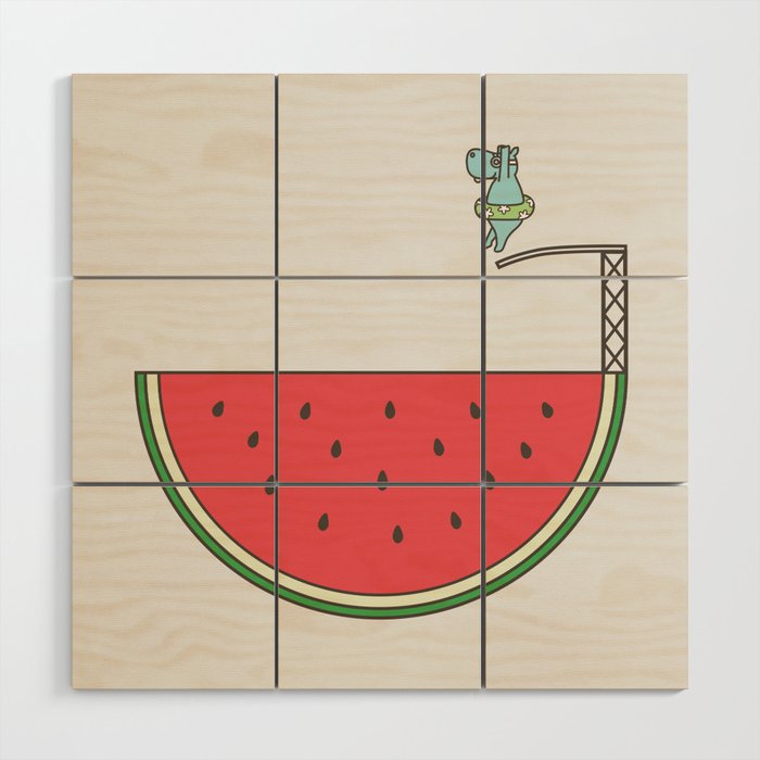 Watermelon Dive Wood Wall Art Gallery Image 1