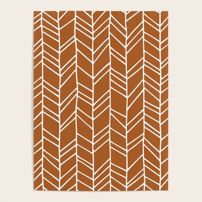 Rustic Herringbone in Clay Terracotta Poster Gallery Image 1